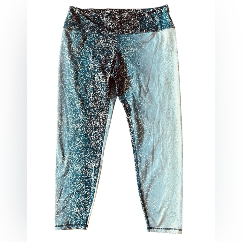 Leggings Black To Gray Gradient Sparkling Silver Metallic Splash Plus Size 3X